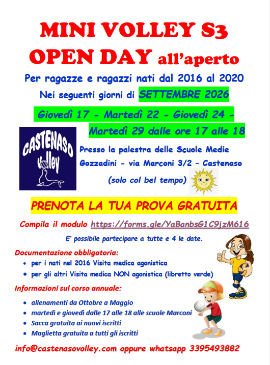 OPEN DAY!!! VI ASPETTIAMO!!!!